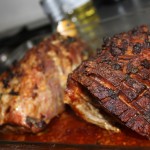 The roasted pork shoulder